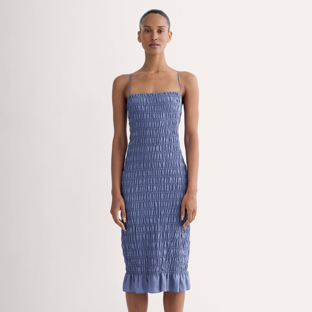 Everlane Women's Smocked Column Dress in Blue Dusk, Size Large